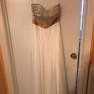 Shail K prom dress-white and gold